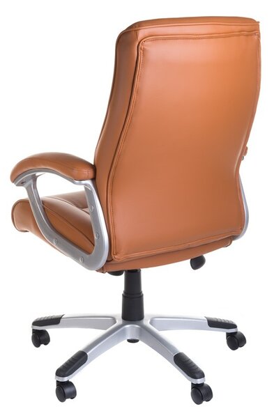 Scaun ergonomic maro, manere confortabile, spuma si piele ecologica, roti pivotante, roti pivotante