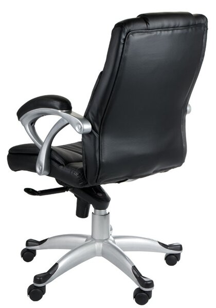Scaun de birou, piele ecologica, spatar cu design ergonomic, rotire la 360 de grade, negru