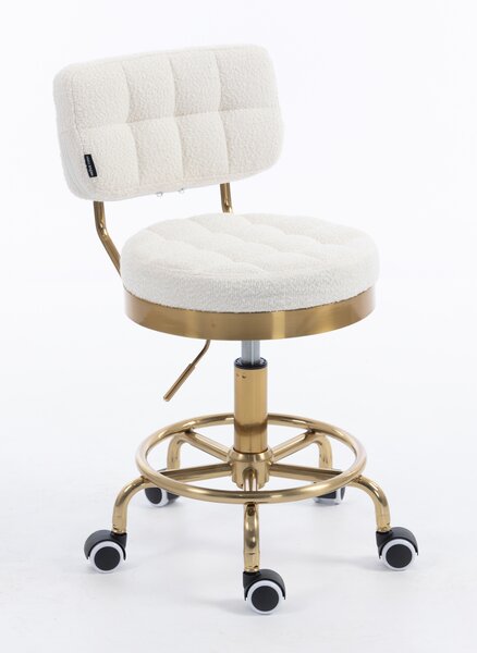 HR636 Scaun Crem Boucle cu Bază Aurie