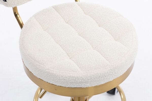 HR636 Scaun Crem Boucle cu Bază Aurie