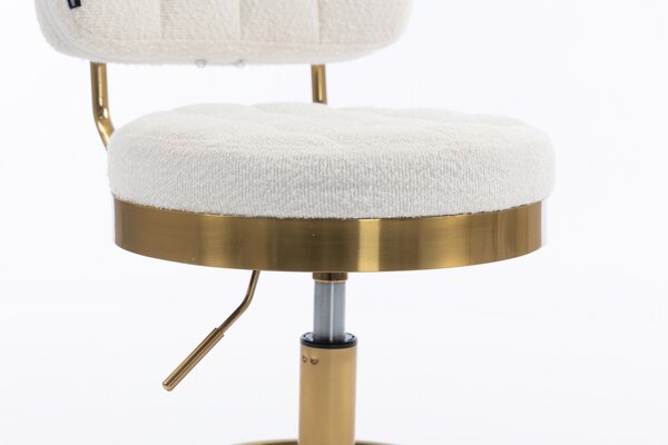 HR636 Scaun Crem Boucle cu Bază Aurie