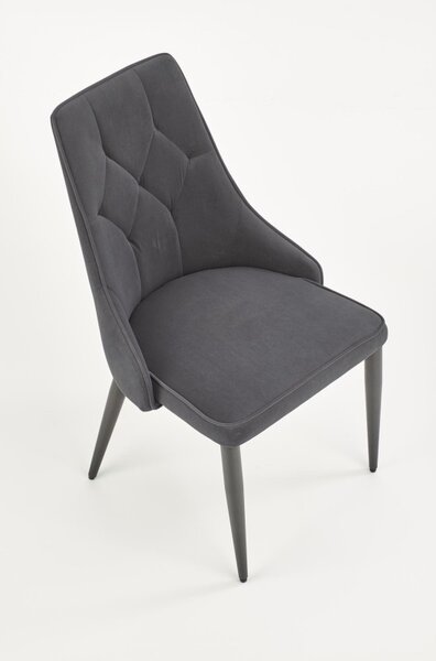 Scaun Iris, tapitat cu catifea, cadru otel, 52x57x90x46 cm, gri