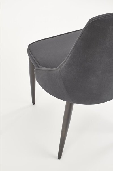 Scaun Iris, tapitat cu catifea, cadru otel, 52x57x90x46 cm, gri