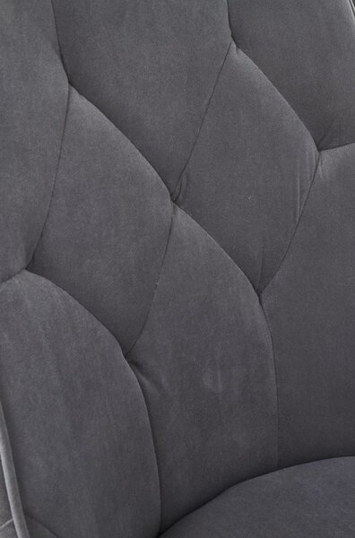 Scaun Iris, tapitat cu catifea, cadru otel, 52x57x90x46 cm, gri