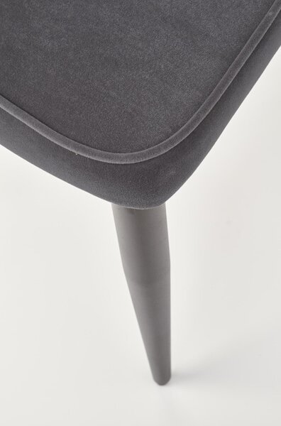 Scaun Iris, tapitat cu catifea, cadru otel, 52x57x90x46 cm, gri