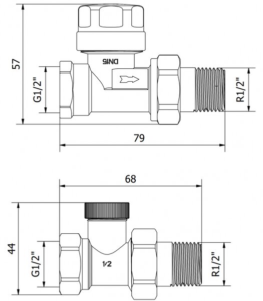 Mexen Uni-term, supape directe pentru radiator G 1/2", oțel, W914-012-01
