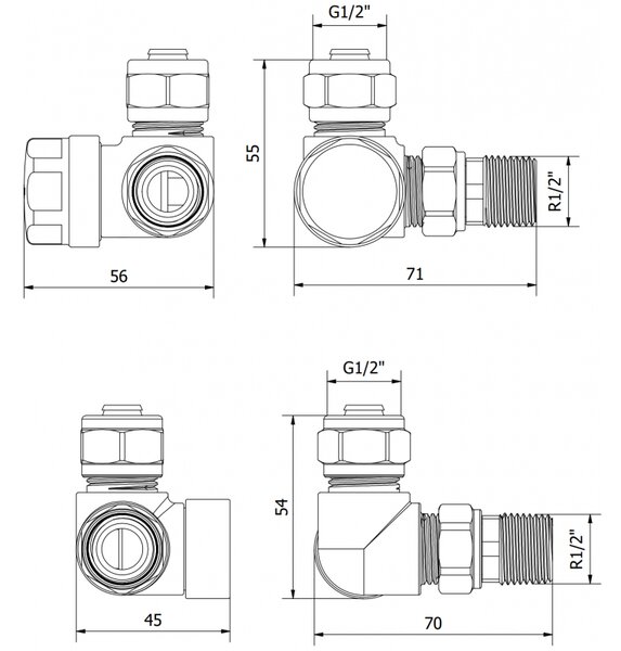 Supapă axială pentru radiator Mexen Uni-Term cromată W903-000-01