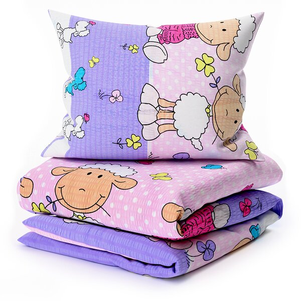 Lenjerie de pat creponata pentru patut OITE roz Dimensiune lenjerie de pat: 45 x 65 cm | 90 x 135 cm
