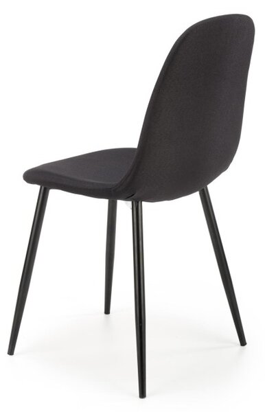 Scaun scandinav cu cadru metalic, tapiterie material textil, 43x47x87x49 cm, negru