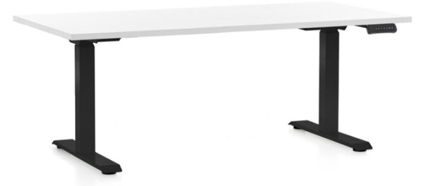Masa inaltime reglabila OfficeTech C, 160 x 80 cm, bază neagră, alb