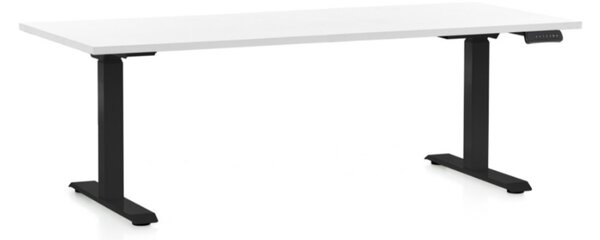 Masa inaltime reglabila OfficeTech C, 180 x 80 cm, bază neagră, alb