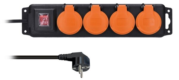Cablu prelungitor 4Z - 3m, comutator, exterior, negru