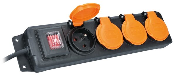 Cablu prelungitor 4Z - 3m, comutator, exterior, negru