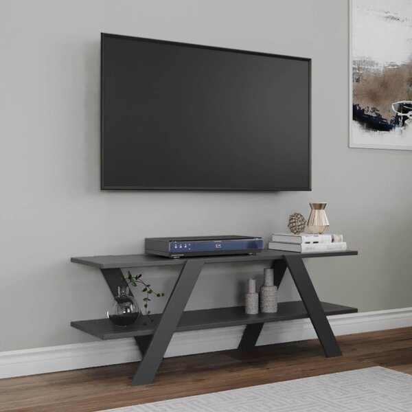 Comoda Tv April, Gri - Alb - Antracit - Nuc, 120x45x33 cm