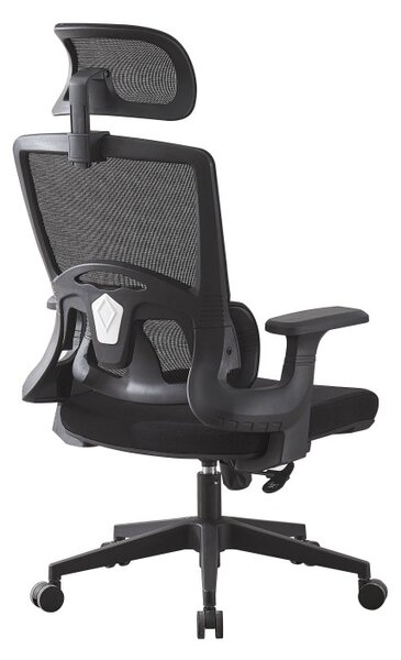 Scaun ergonomic de birou, suport lombar integrat, reglare inaltime, pivotant la 360 grade, maxim 120 kg, negru