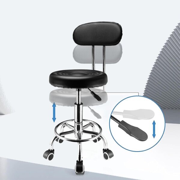 Set 2 scaune ergonomice fara manere, baza cromata, reglabil pe inaltime, polipropilena, negru