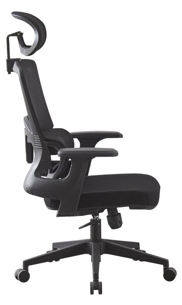Scaun ergonomic de birou, suport lombar integrat, reglare inaltime, pivotant la 360 grade, maxim 120 kg, negru