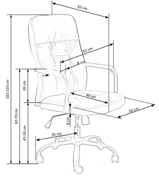 Scaun de birou Colin, ergonomic, inaltime reglabila 102-110 cm, metal si tapiterie textila, functie blocare, gri