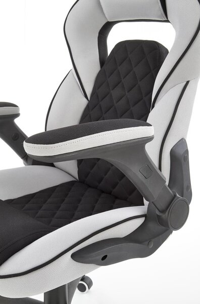 Scaun ergonomic de gaming, inaltime si cotiere reglabile, roti cauciucate, spatar matlasat, negru/gri