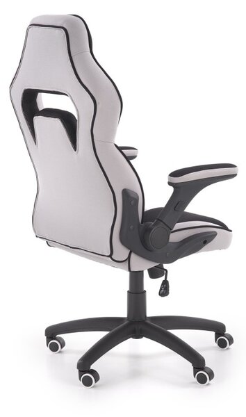 Scaun ergonomic de gaming, inaltime si cotiere reglabile, roti cauciucate, spatar matlasat, negru/gri