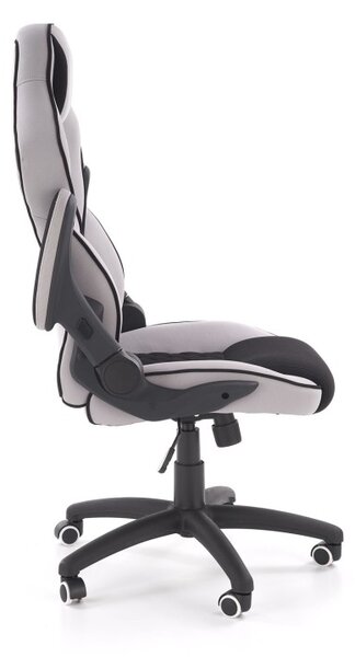 Scaun ergonomic de gaming, inaltime si cotiere reglabile, roti cauciucate, spatar matlasat, negru/gri