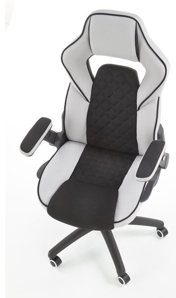 Scaun ergonomic de gaming, inaltime si cotiere reglabile, roti cauciucate, spatar matlasat, negru/gri