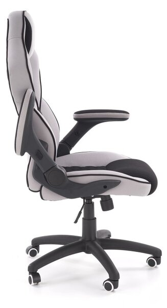 Scaun ergonomic de gaming, inaltime si cotiere reglabile, roti cauciucate, spatar matlasat, negru/gri