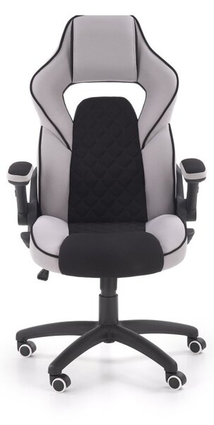 Scaun ergonomic de gaming, inaltime si cotiere reglabile, roti cauciucate, spatar matlasat, negru/gri