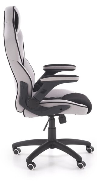 Scaun ergonomic de gaming, inaltime si cotiere reglabile, roti cauciucate, spatar matlasat, negru/gri