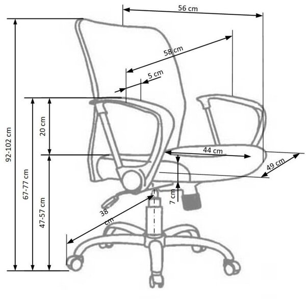 Scaun ergonomic Halmar Tony, maxim 100 kg, baza rotativa, functie blocare, spatar din mesh, negru/gri