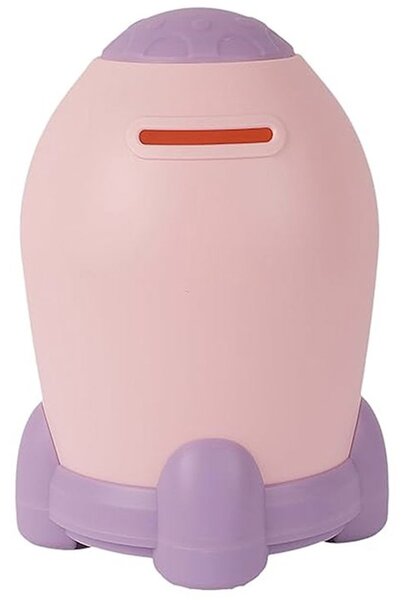 Pusculita decorativa Pufo Racheta Buclucasa, deschidere cu parola, 18 cm, roz/mov