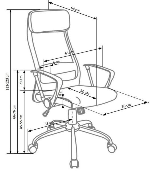 Scaun de birou, ergonomic, Halmar Zoom, inaltime reglabila 113-123cm, baza metal, functie blocare/balansare, plasa, textil