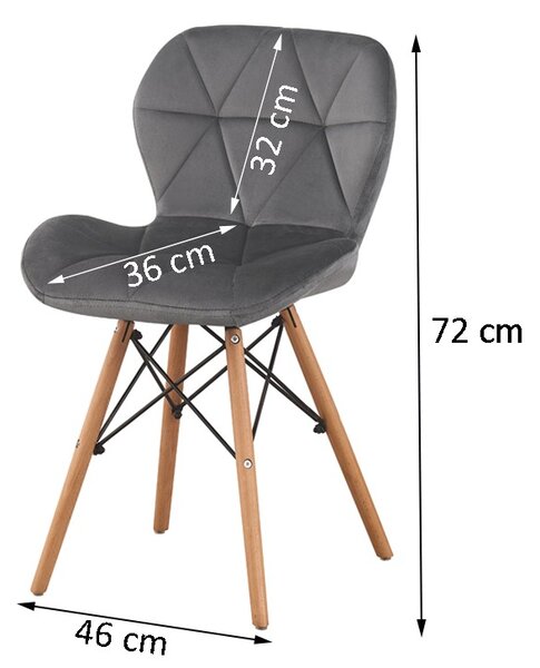 Scaun bucatarie, stil scandinav, tapiterie catifea gri, cadru lemn