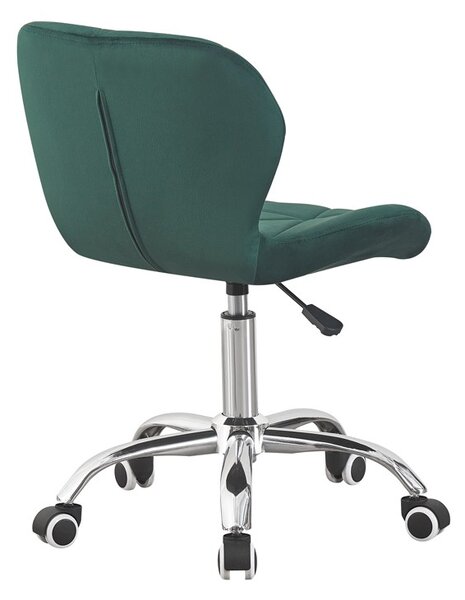 Scaun de birou, tapiterie din catifea verde, inaltime reglabila 72-84 cm, maxim 120 kg, baza otel cromat