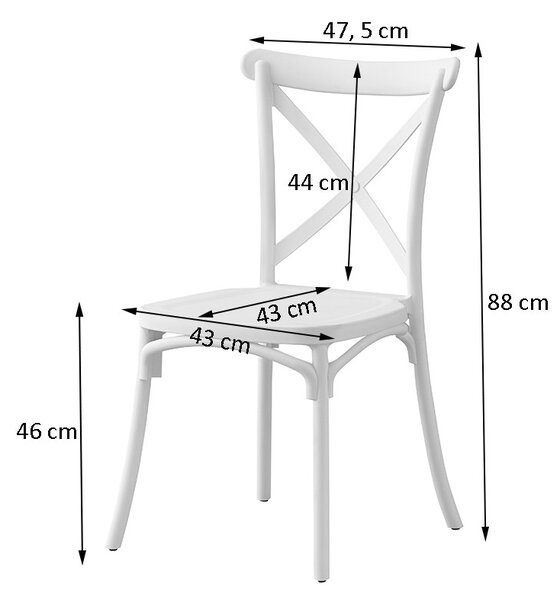 Scaun de bucatarie, stil clasic, inaltime 88 cm, latime 43 cm, alb