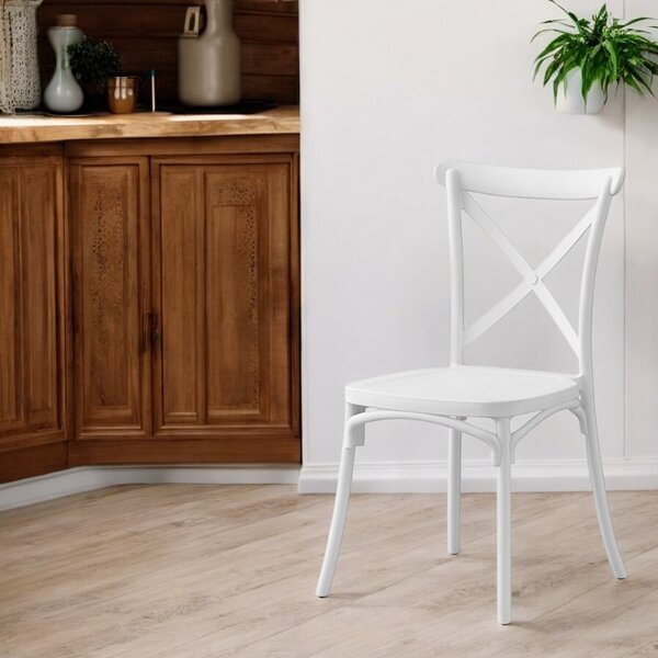 Scaun de bucatarie, stil clasic, inaltime 88 cm, latime 43 cm, alb