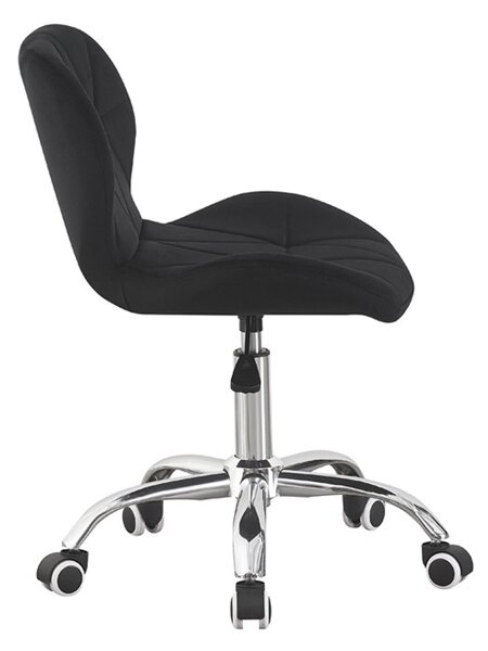 Scaun de birou tapitat, rotativ, stil scandinav, reglare inaltime 72-84 cm, latime 47.5 cm, catifea neagra
