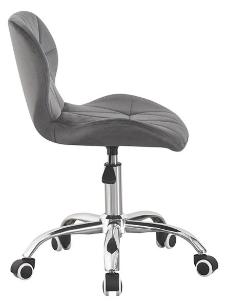 Scaun de birou, stil scandinav, tapiterie din catifea, baza cromata, inaltime reglabila 72-84 cm, gri