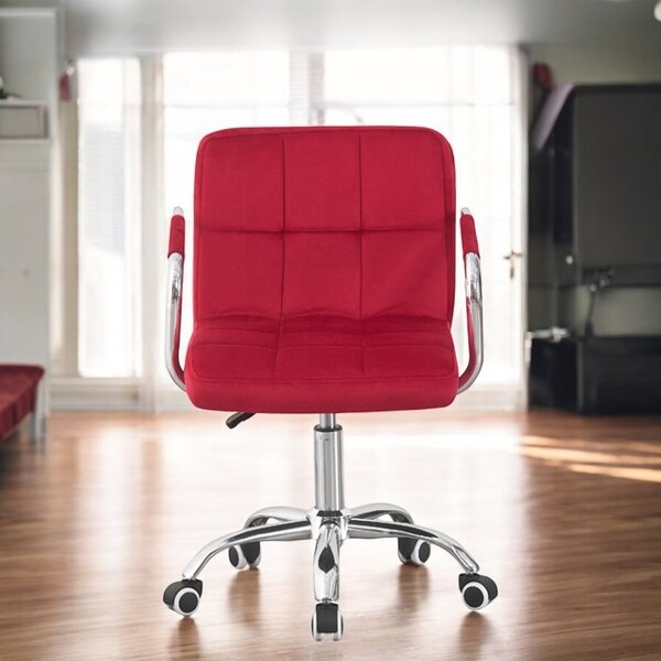 Scaun copii rosu, manere cromate, inaltime reglabila 78-90 cm
