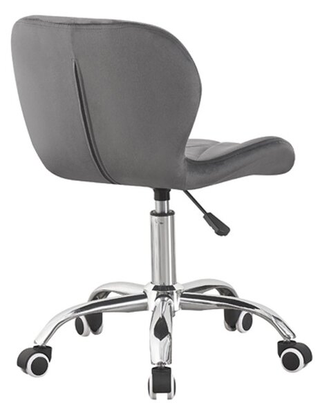 Scaun de birou, stil scandinav, tapiterie din catifea, baza cromata, inaltime reglabila 72-84 cm, gri
