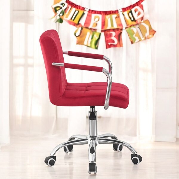 Scaun copii rosu, manere cromate, inaltime reglabila 78-90 cm