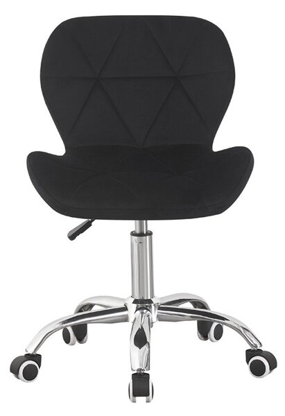 Scaun de birou tapitat, rotativ, stil scandinav, reglare inaltime 72-84 cm, latime 47.5 cm, catifea neagra