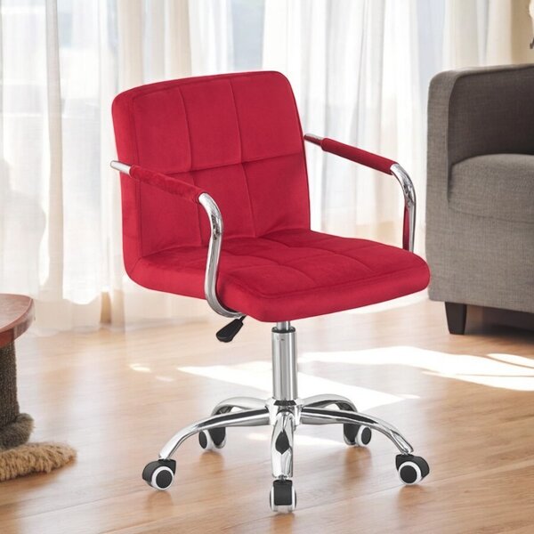 Scaun copii rosu, manere cromate, inaltime reglabila 78-90 cm