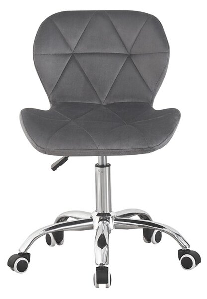 Scaun de birou, stil scandinav, tapiterie din catifea, baza cromata, inaltime reglabila 72-84 cm, gri