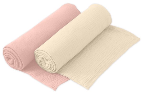 Set 2 paturi pentru bebelusi de vara din muselina dubla 100x100 cm Kidizi Pink, bumbac 100%