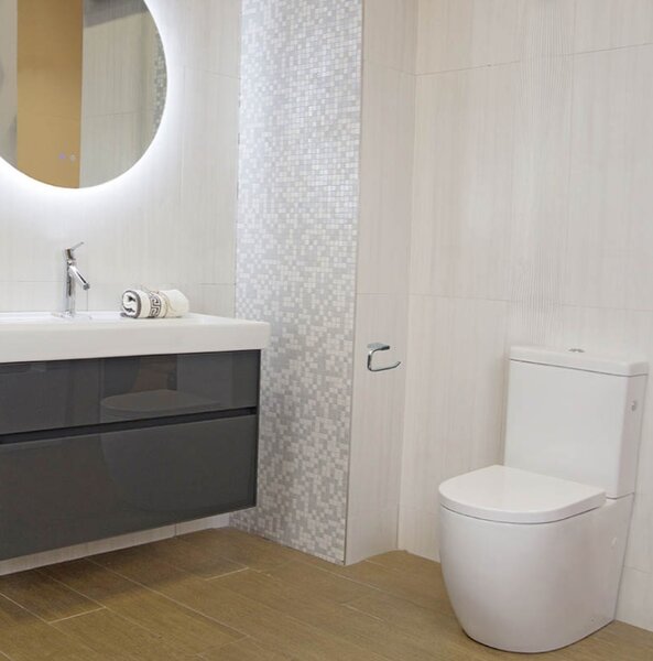 Set vas WC stativ, Fluminia, Minerva, monobloc, cu rezervor și capac wc, alb
