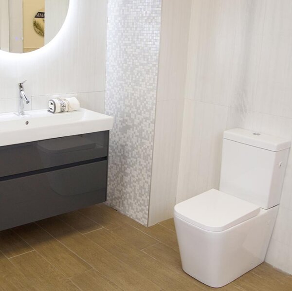 Set vas WC stativ, Fluminia, Paris, cu rezervor și capac, alb