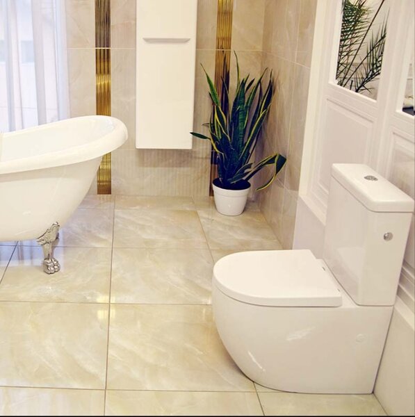 Set vas WC stativ, Fluminia, Minerva, monobloc, cu rezervor și capac wc, alb
