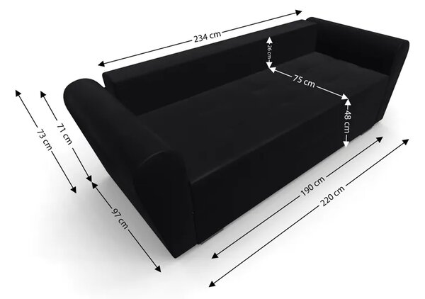 Canapea Extensibila Lacrima Mini, Negru