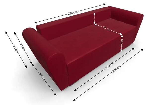 Canapea Extensibila Lacrima Mini, Rosu